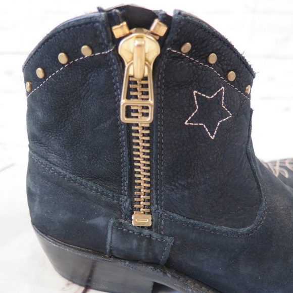 Anine Bing Cowboy Boots Black Leather Size 37 - Picture 6 of 8